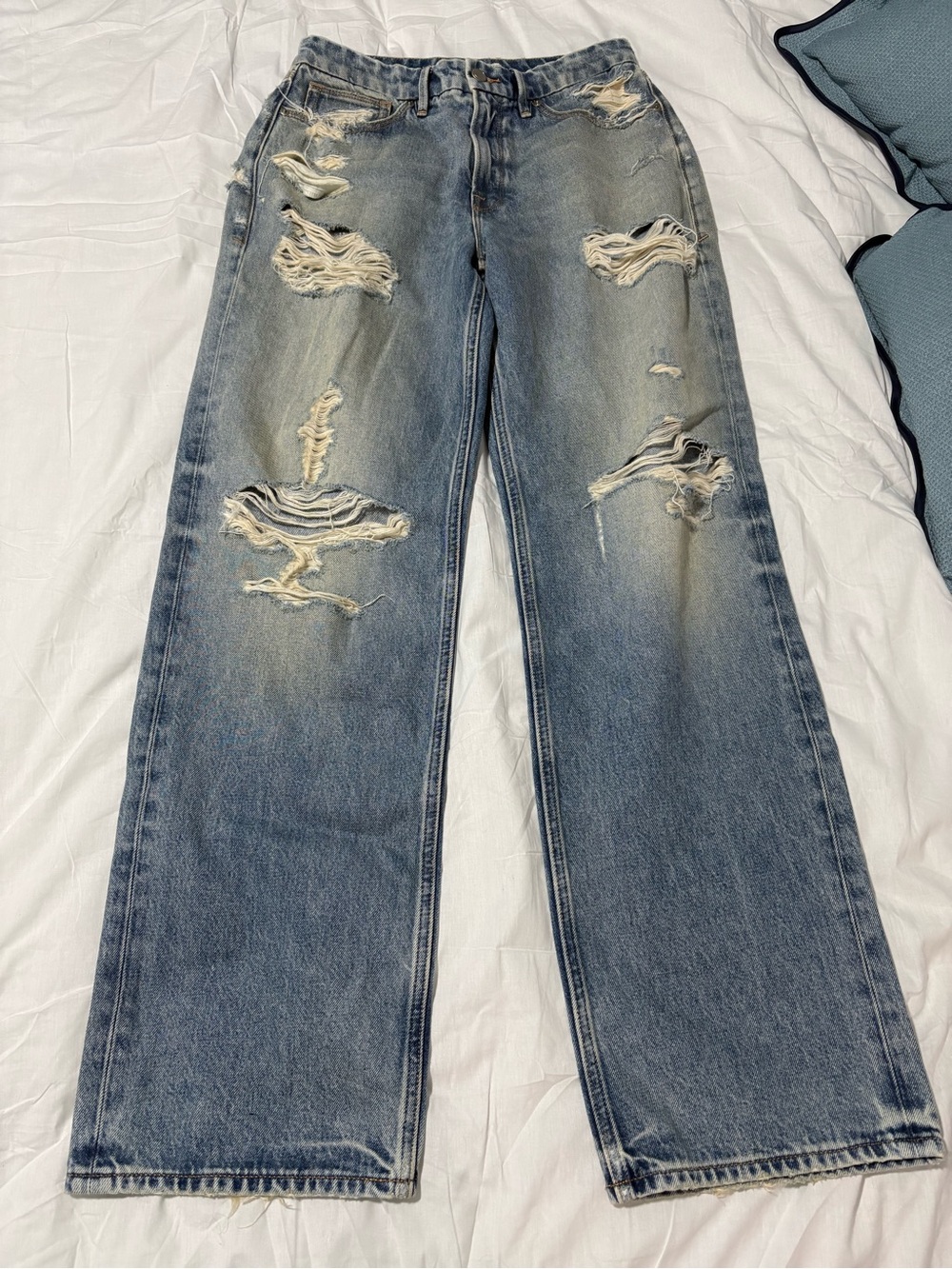 Good American denim baggy straight leg distressed size 4 / 27